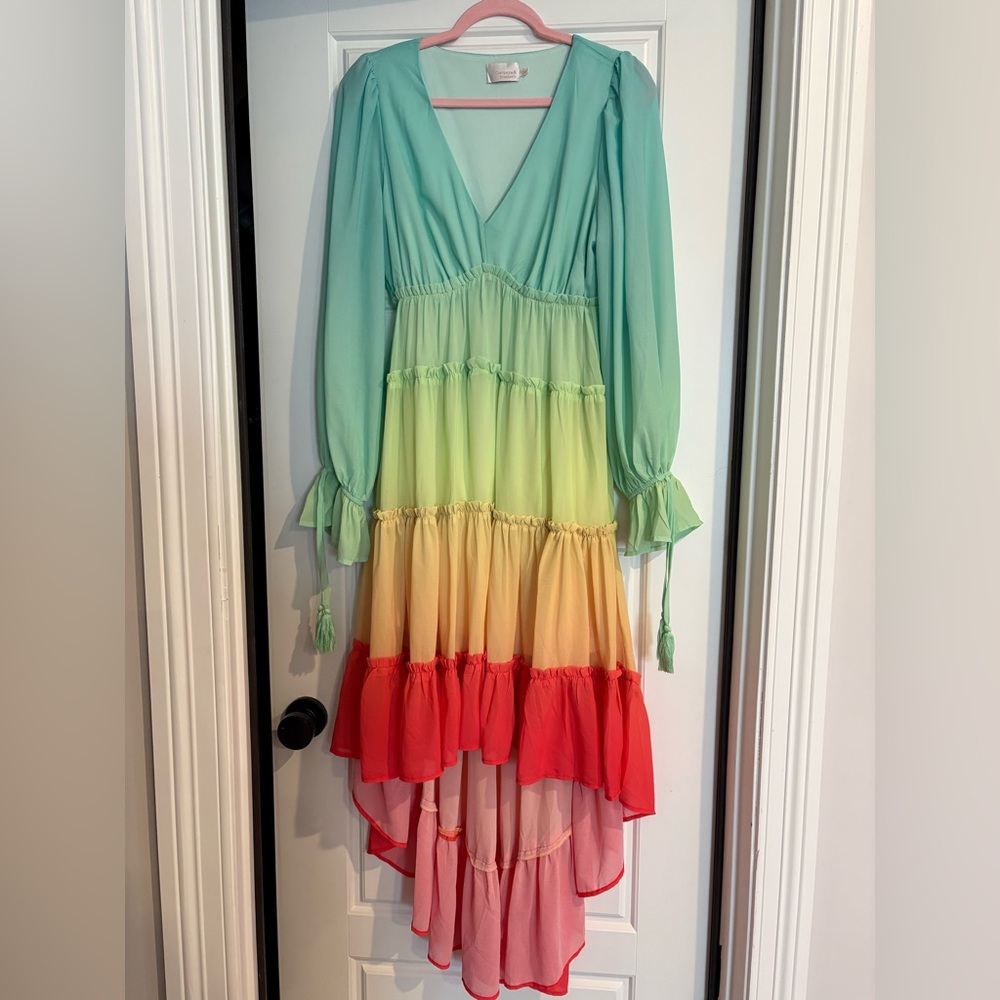 Champagne and Strawberry high low dress